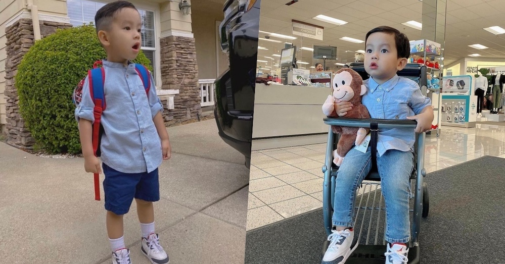 Outfit toát ra mùi rich kid của con trai Phạm Hương, cậu nhóc thường được mẹ cho mặc các mẫu áo sơ mi ra dáng doanh nhân từ bé. (Ảnh: Instagram maximusm1223)